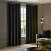 Paoletti Manhattan Velvet Ready Made Eyelet Blockout Curtains Charcoal