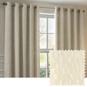 Paoletti Manhattan Velvet Ready Made Eyelet Blockout Curtains Ivory