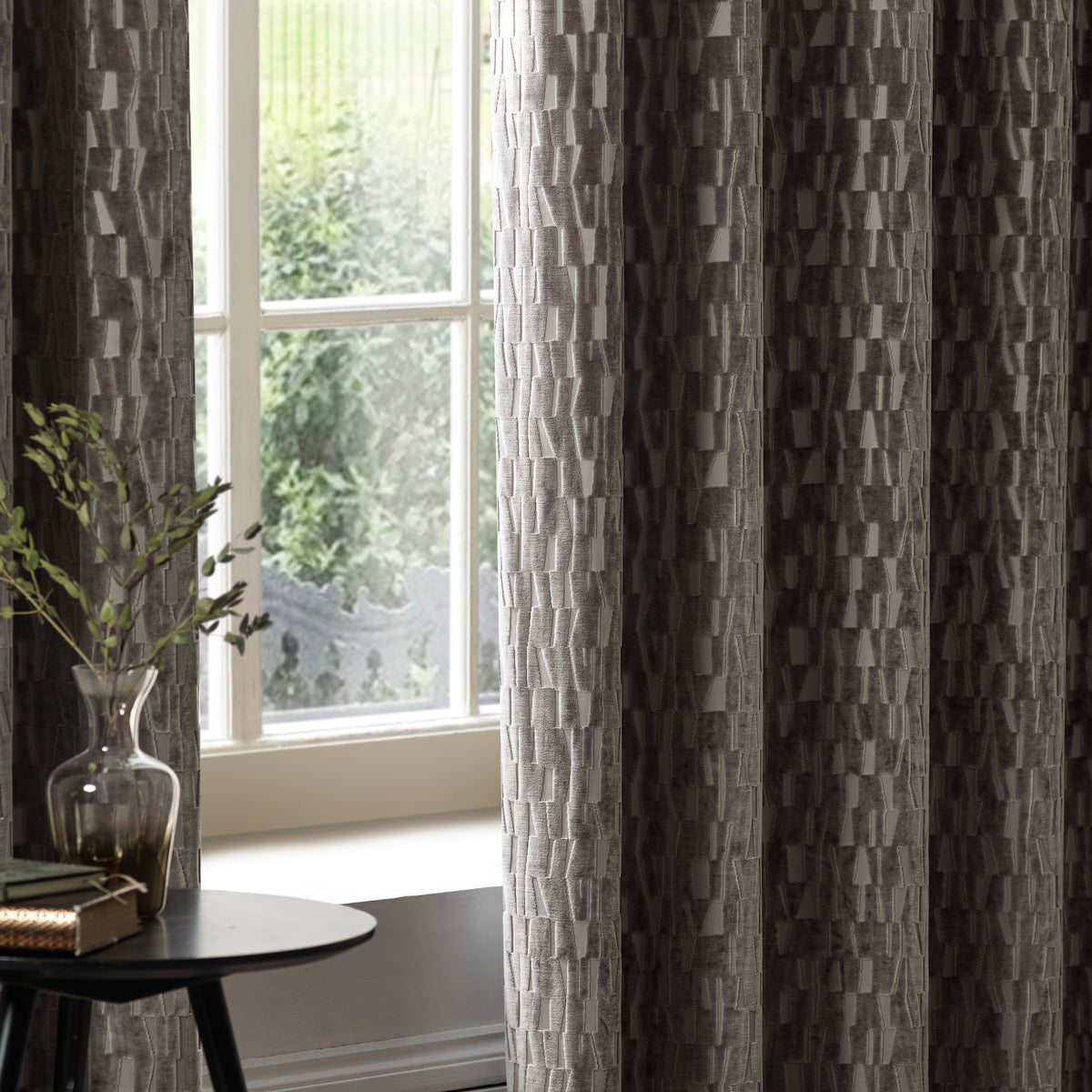 Paoletti Manhattan Velvet Ready Made Eyelet Blockout Curtains Mink