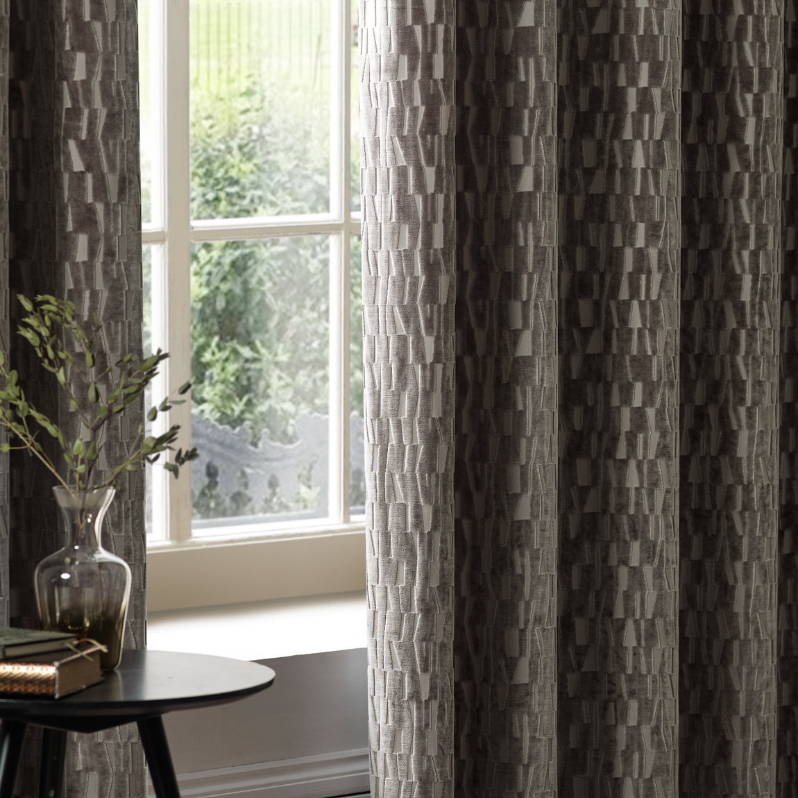 Paoletti Manhattan Velvet Ready Made Eyelet Blockout Curtains Mink