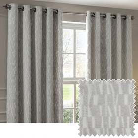 Paoletti Manhattan Velvet Ready Made Eyelet Blockout Curtains Silver