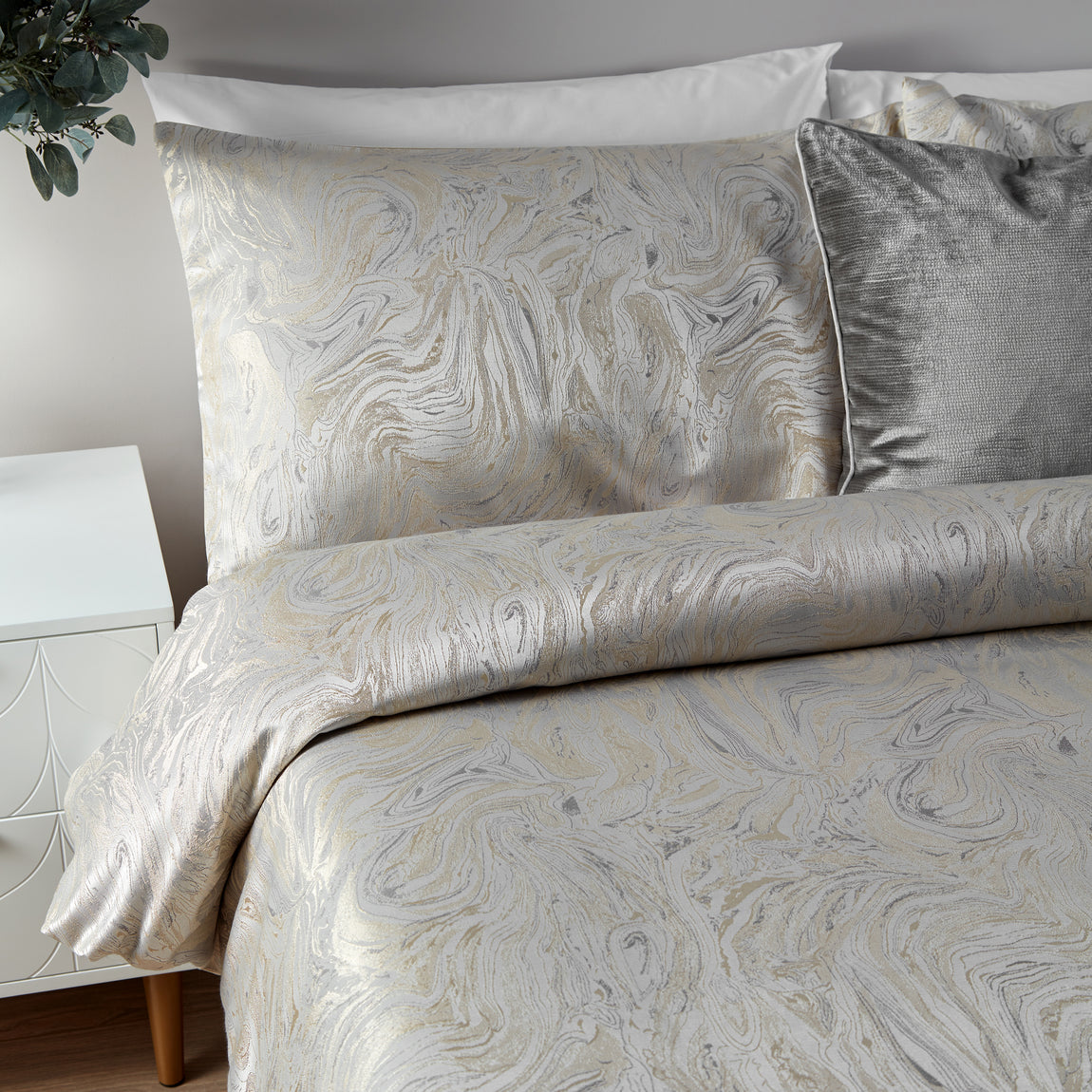 Marble Jacquard Bedding Set Oyster