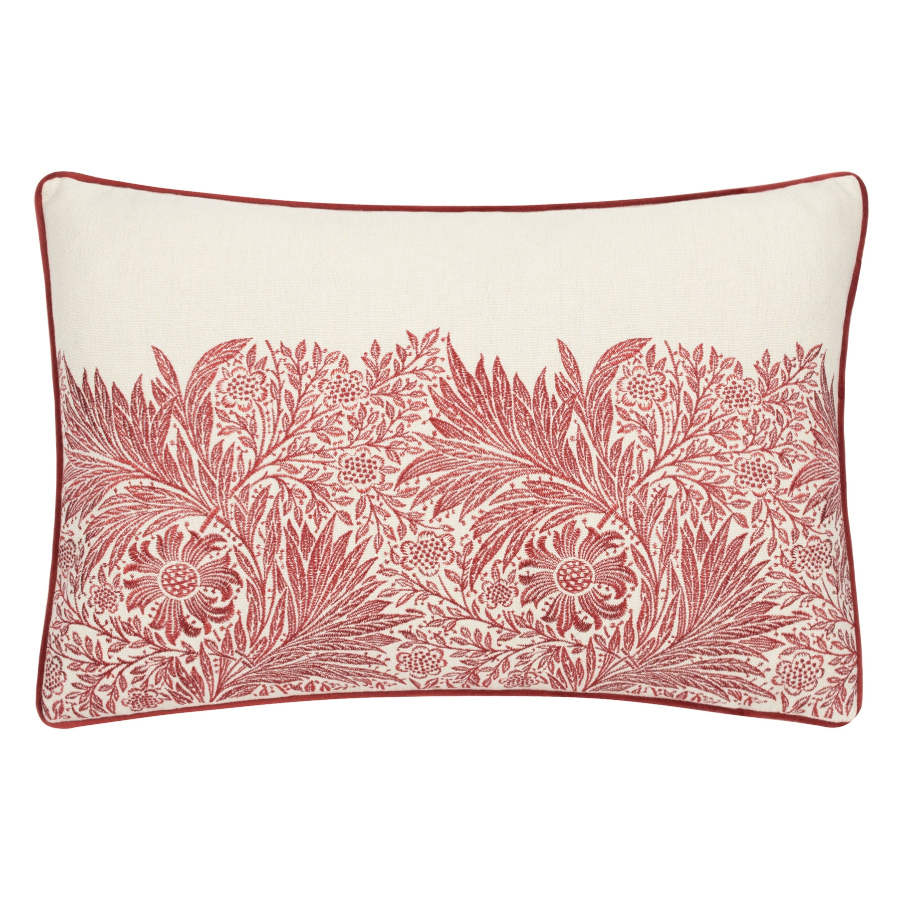 Morris & Co. Marigold Embroidered 50cm x 50cm Filled Cushion Russet