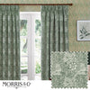 Morris & Co. Marigold Jacquard Floral Ready Made Pencil Pleat Curtains Leaf Green