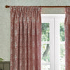 Morris & Co. Marigold Jacquard Floral Ready Made Pencil Pleat Curtains Russet