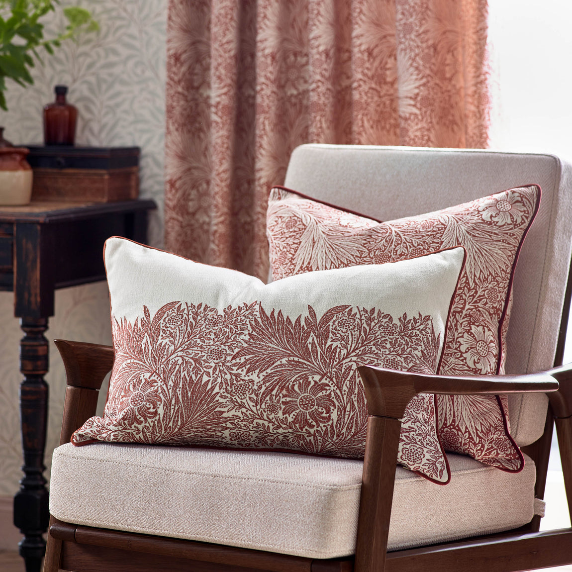 Morris & Co. Marigold Piped Jacquard 50cm x 50cm Filled Cushion Russet