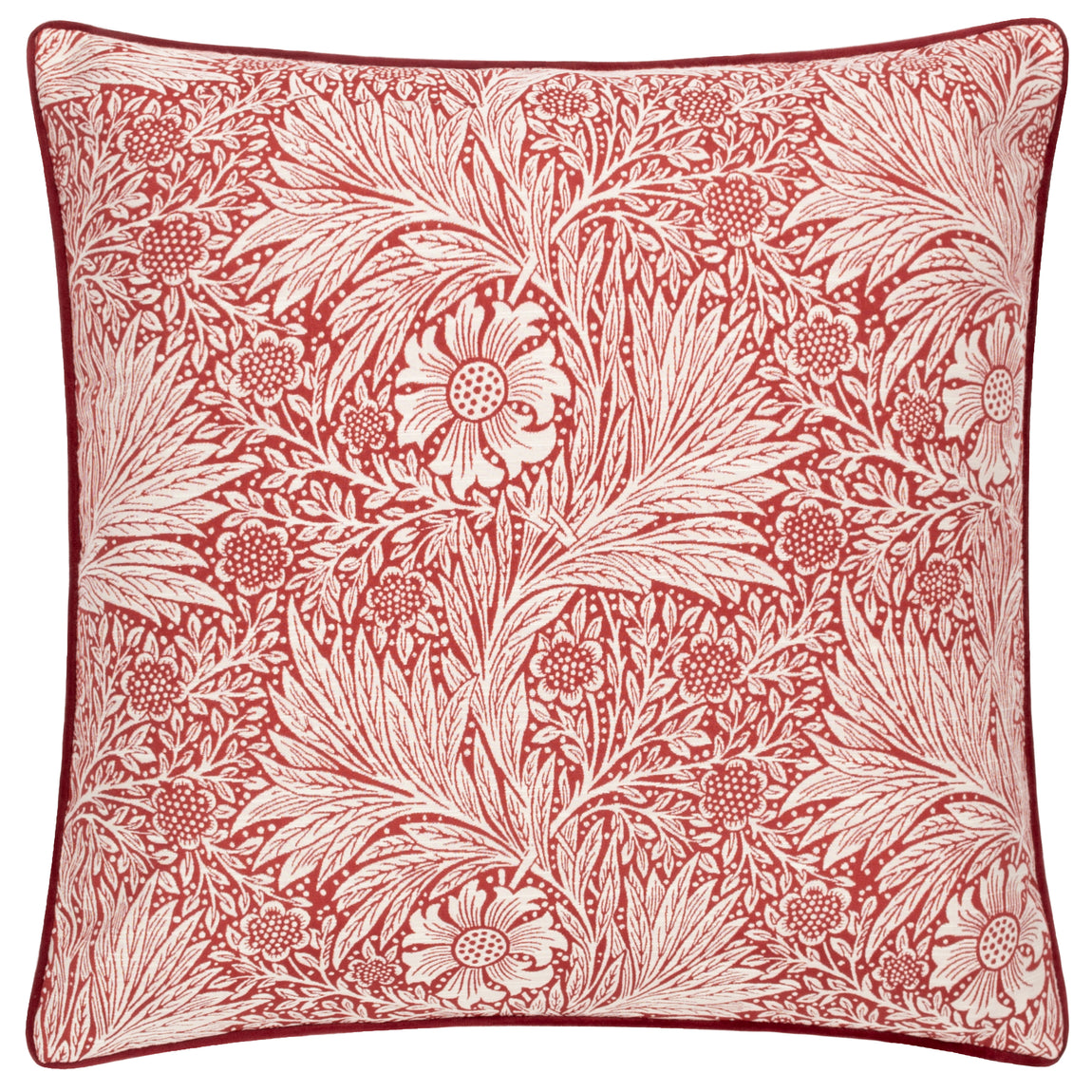 Morris & Co. Marigold Piped Jacquard 50cm x 50cm Filled Cushion Russet