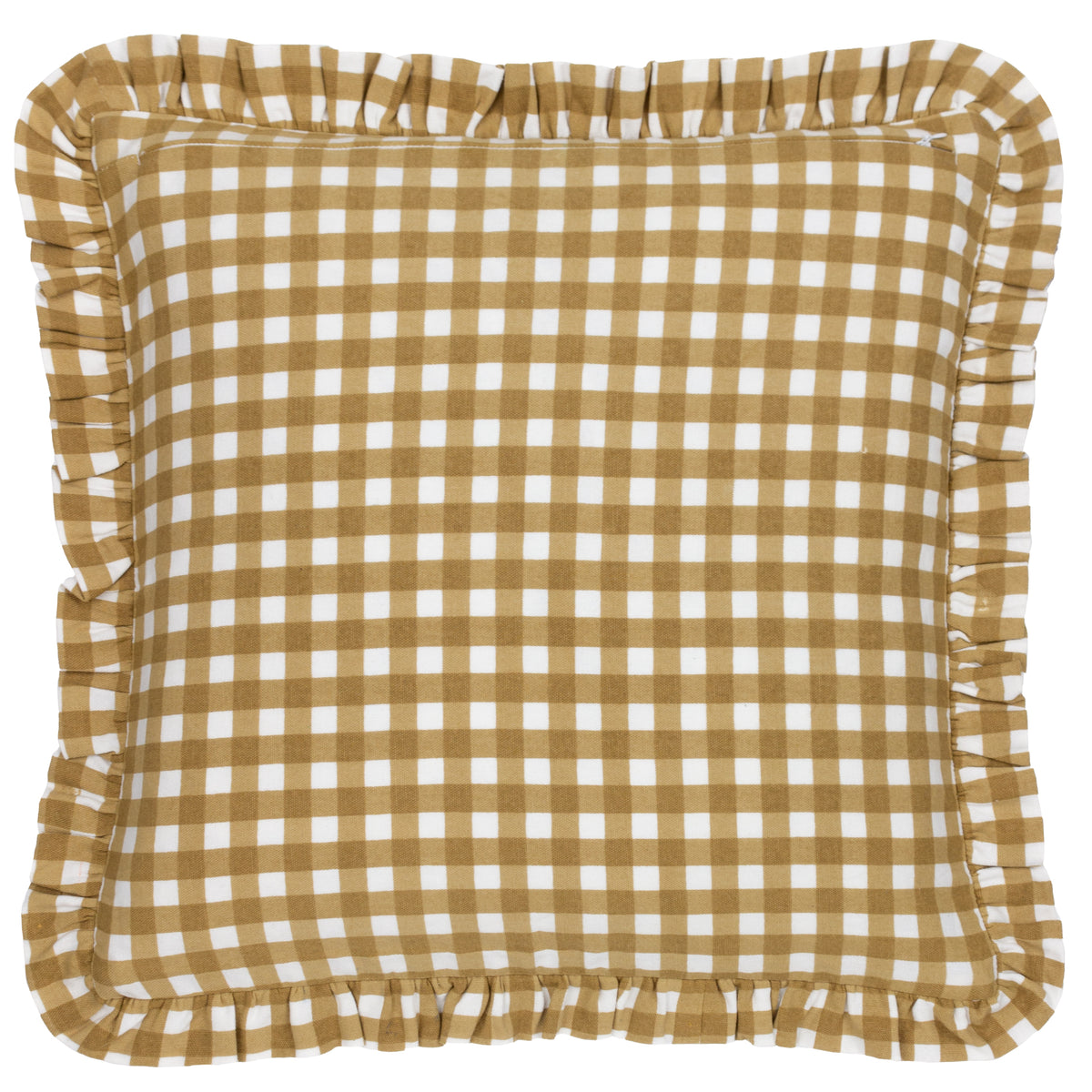 Furn. Maude Gingham 45cm x 45cm Piped Filled Cushion Gold