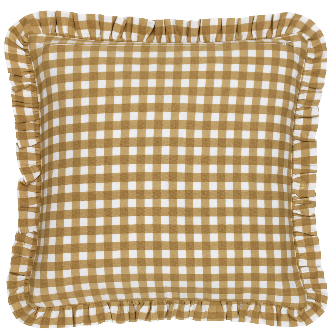 Furn. Maude Gingham 45cm x 45cm Piped Filled Cushion Gold