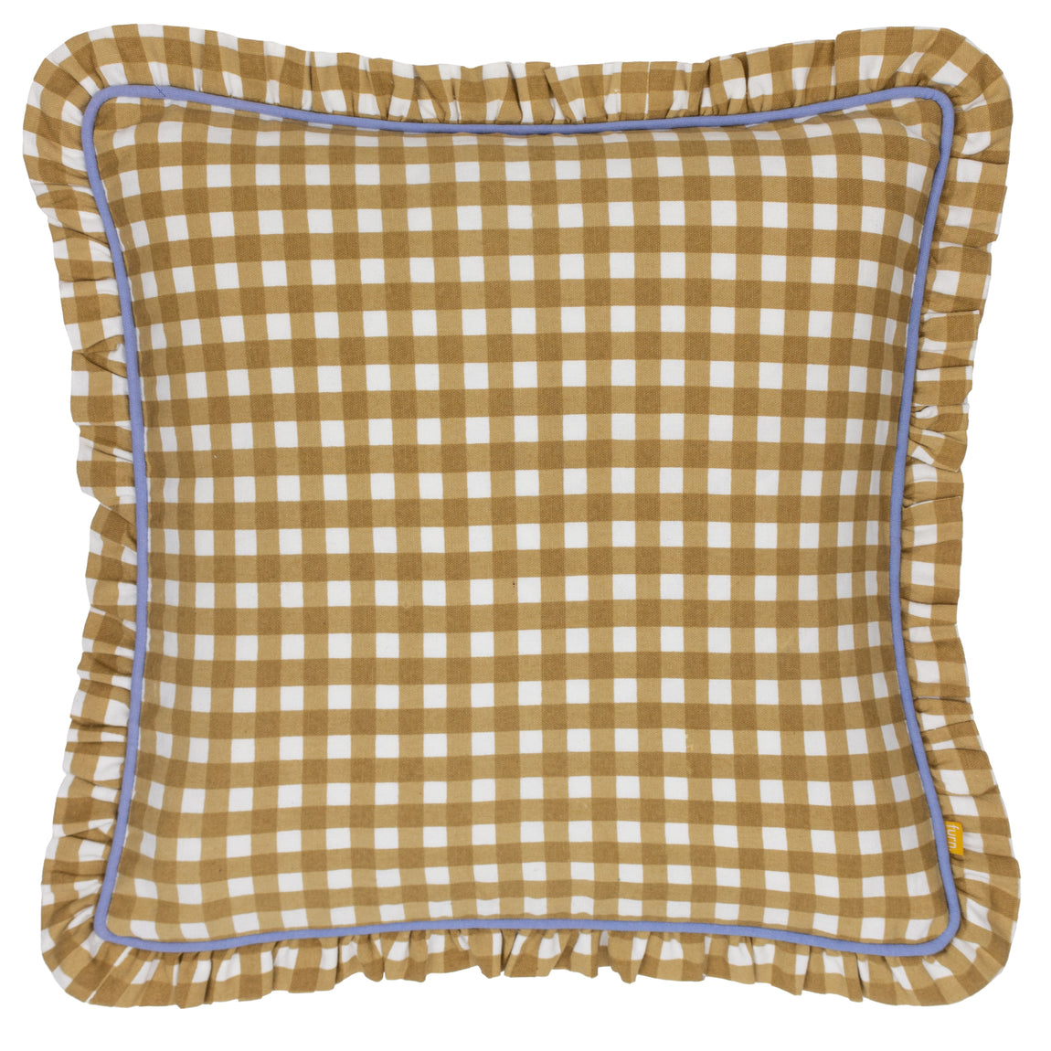 Furn. Maude Gingham 45cm x 45cm Piped Filled Cushion Gold