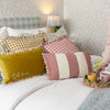 Furn. Maude Gingham 45cm x 45cm Piped Filled Cushion Gold
