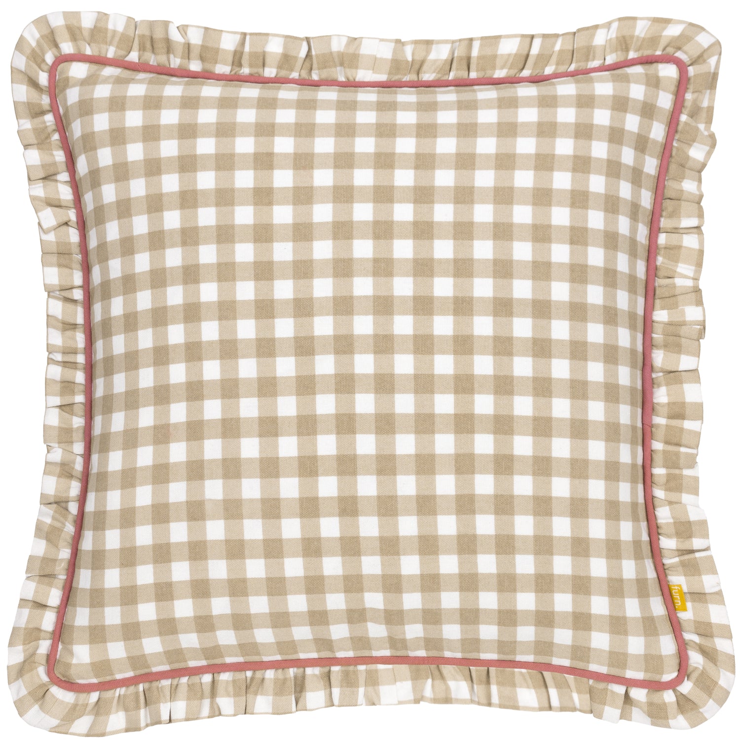 Furn. Maude Gingham 45cm x 45cm Piped Filled Cushion Natural