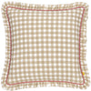 Furn. Maude Gingham 45cm x 45cm Piped Filled Cushion Natural