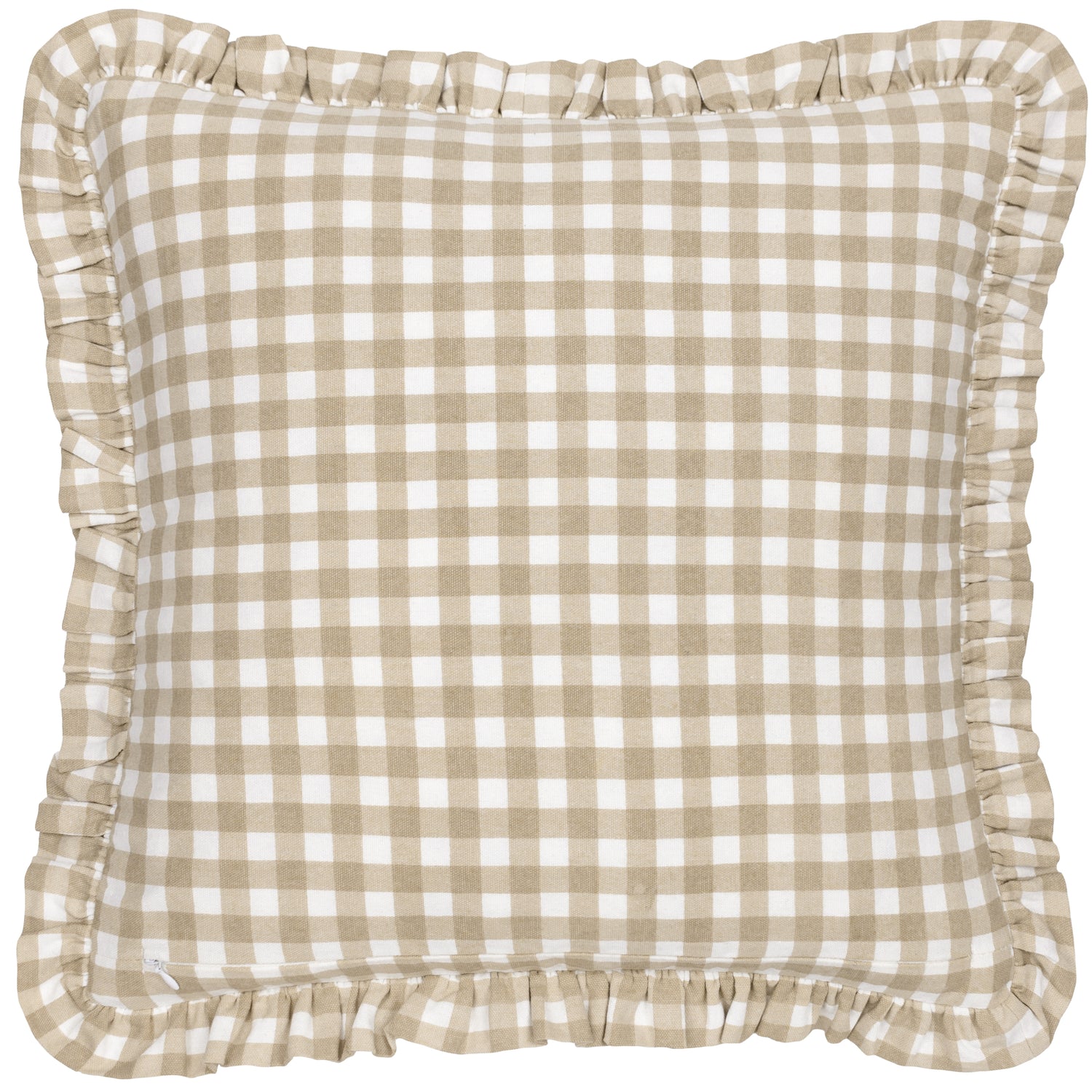Furn. Maude Gingham 45cm x 45cm Piped Filled Cushion Natural