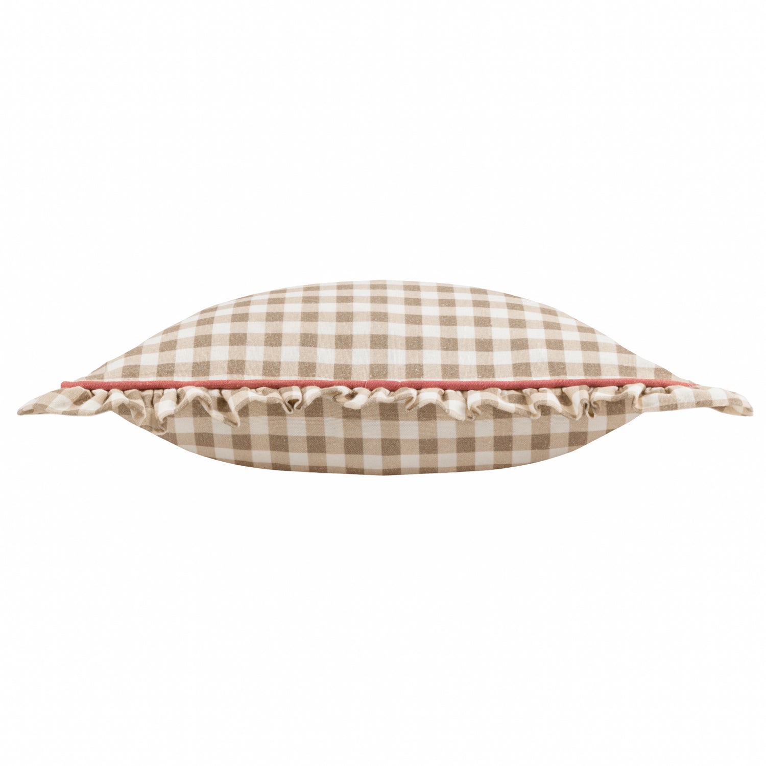 Furn. Maude Gingham 45cm x 45cm Piped Filled Cushion Natural