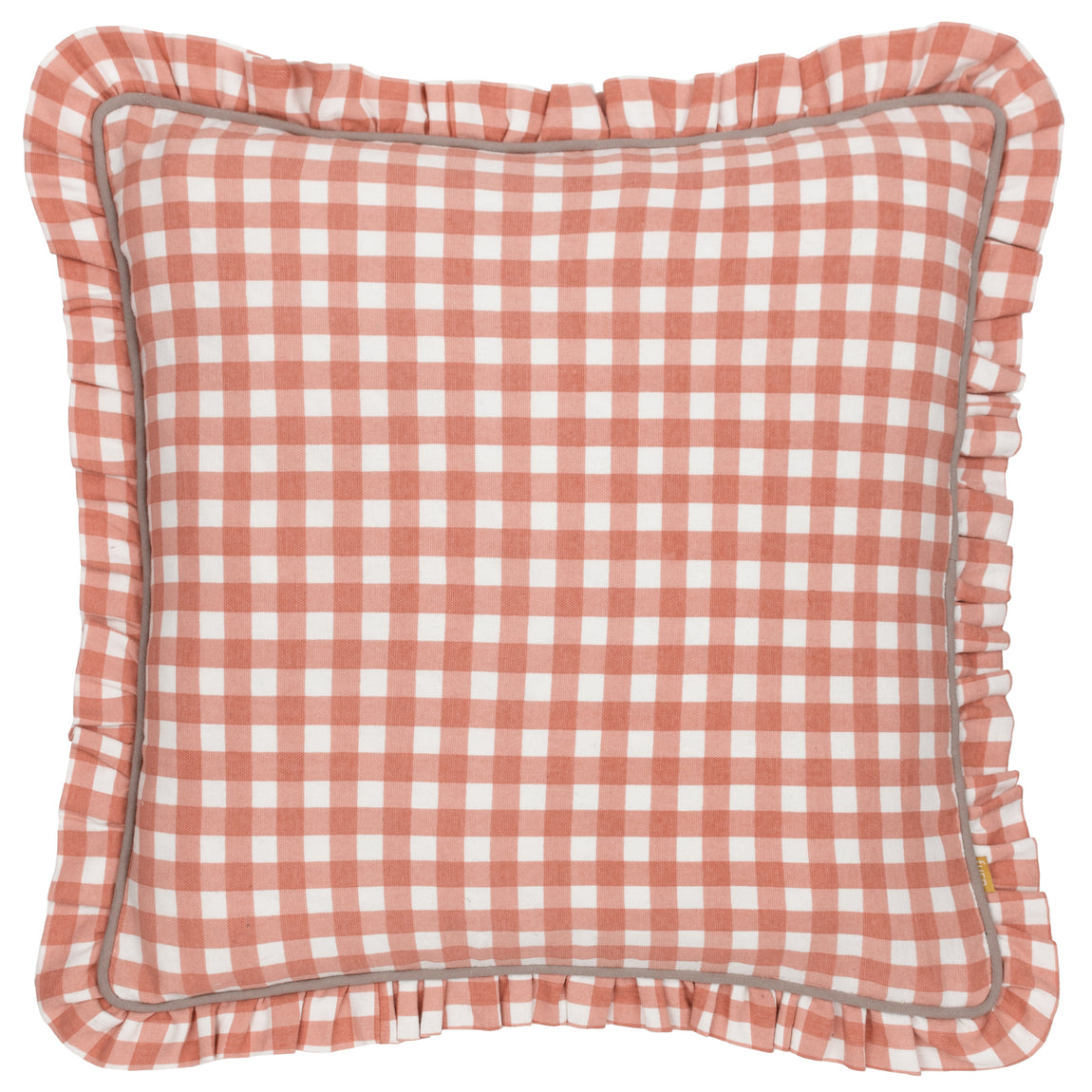 Furn. Maude Gingham 45cm x 45cm Piped Filled Cushion Rose