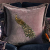 Voyage Maison Mayura Embroidered Velvet 55cm x 55cm Feather Filled Cushion Lavender