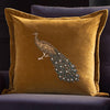 Voyage Maison Mayura Embroidered Velvet 55cm x 55cm Feather Filled Cushion Mustard