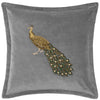 Voyage Maison Mayura Embroidered Velvet 55cm x 55cm Feather Filled Cushion Steel