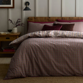 Appletree Micro Check Cotton Duvet Cover Bedding Set Berry