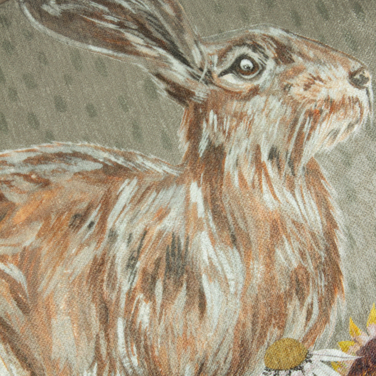 Meadow Bloom Hazel Hare Chenille Piped 30cm x 50cm Filled Boudoir Sage