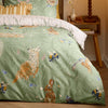 Meadow Flora Printed Duvet Cover Bedding Set Green