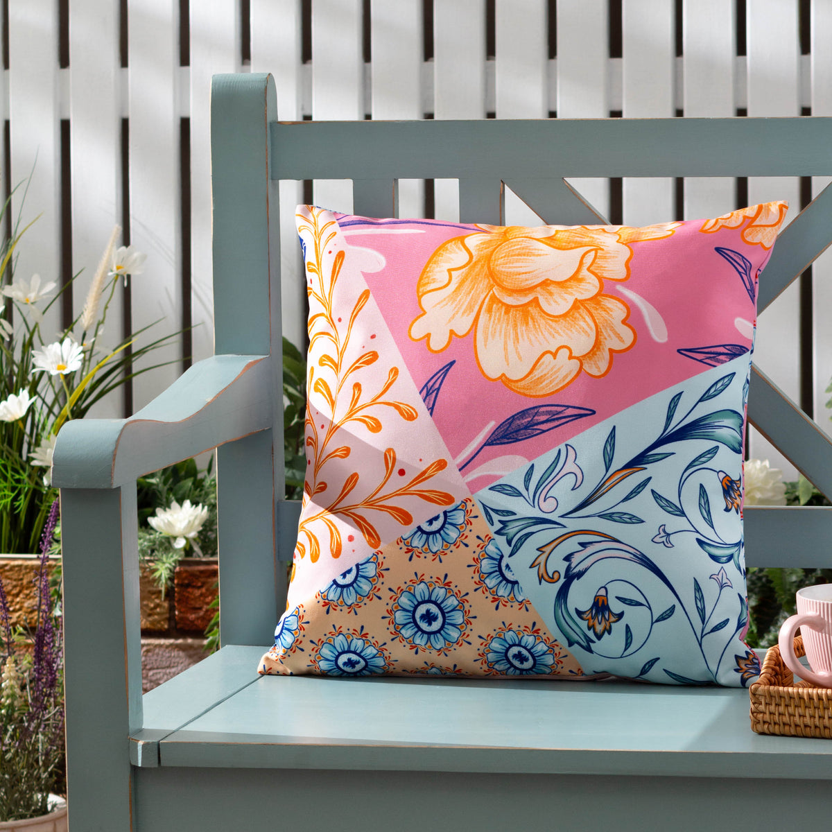 Furn. Melhoun Abstract Outdoor 43cm x 43cm Filled Cushion Multicolour