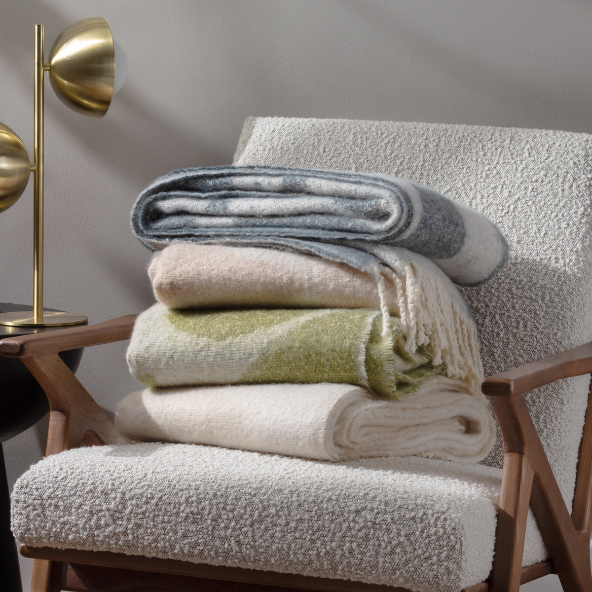 Meta Jacquard Tasselled 130cm x 180cm Throw Olive