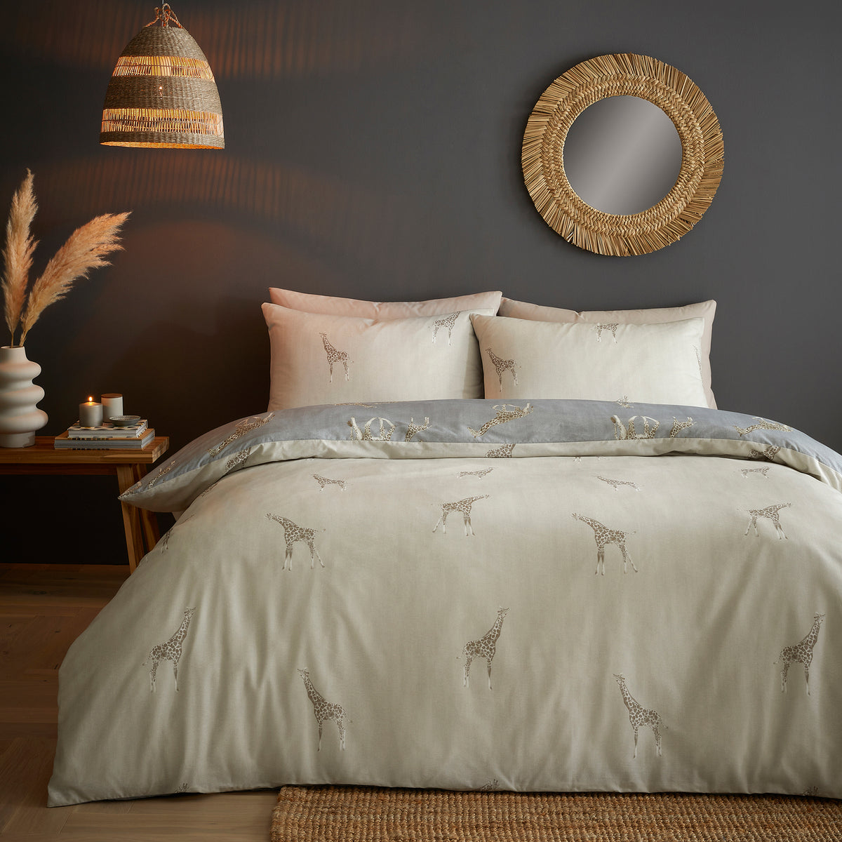 Fusion Milo Reversible Duvet Cover Bedding Set Grey