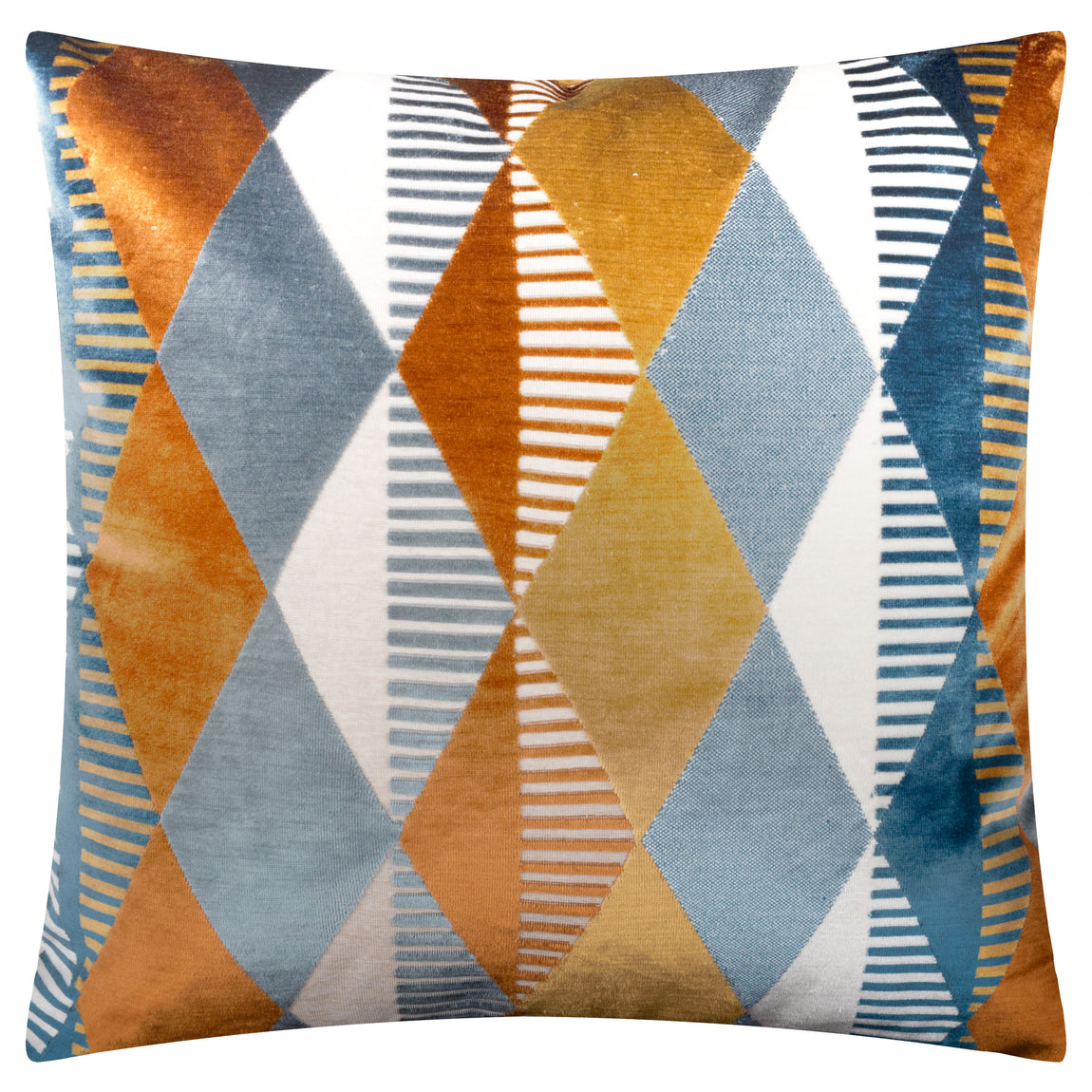 Furn Metro Harlequin Velvet 50cm x 50cm Filled Cushion Ginger