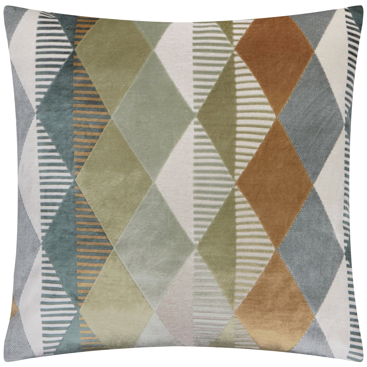 Furn Metro Harlequin Velvet 50cm x 50cm Filled Cushion Green