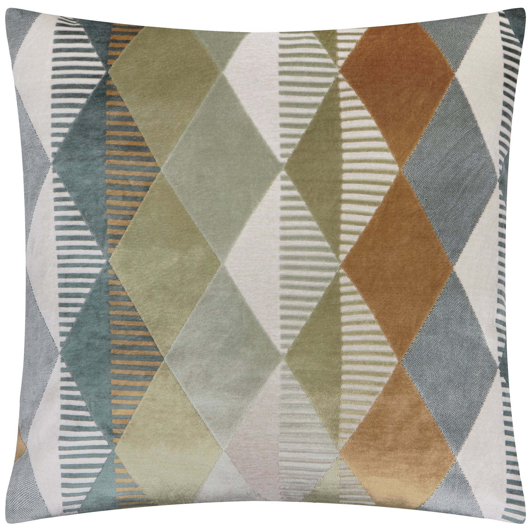 Furn Metro Harlequin Velvet 50cm x 50cm Filled Cushion Green
