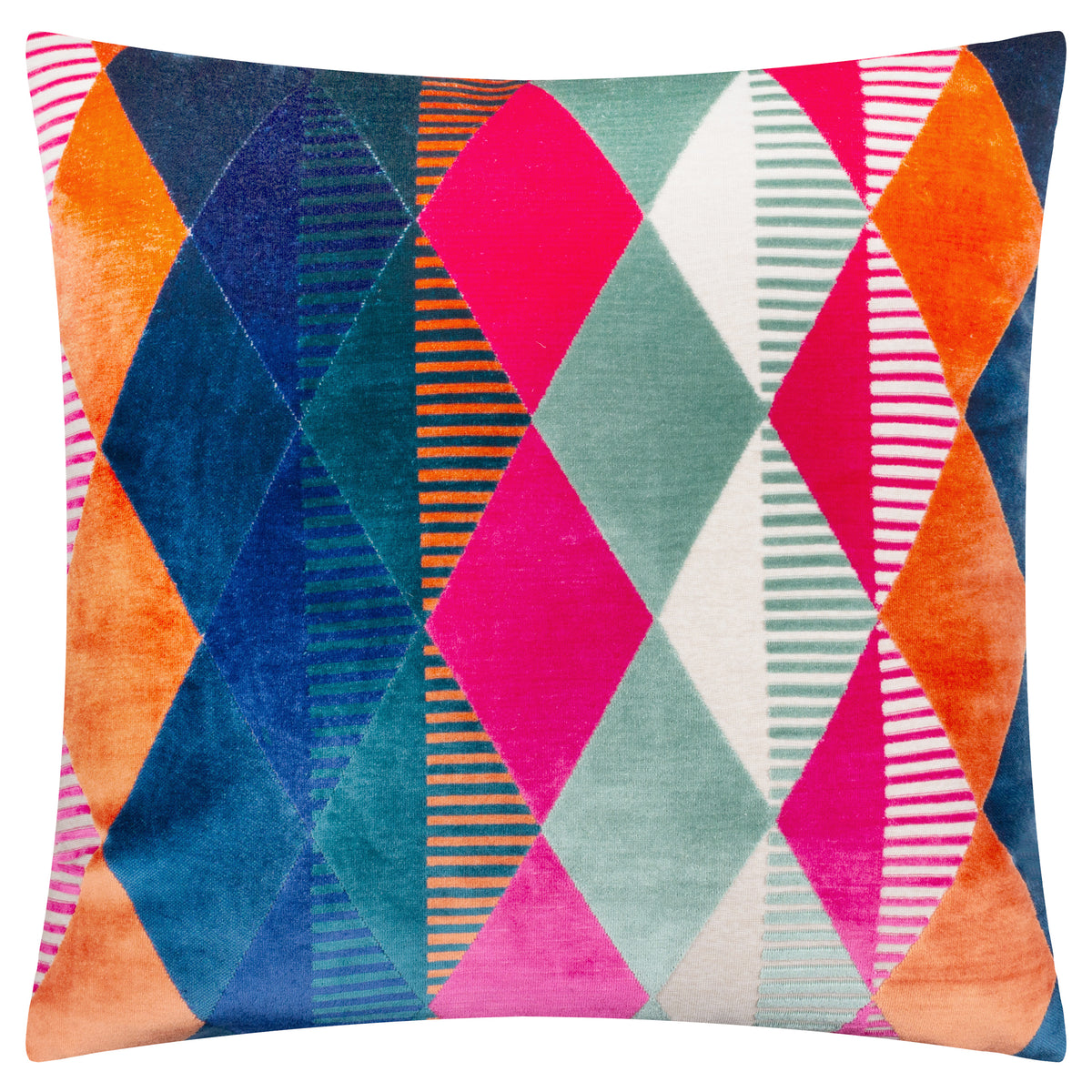 Furn Metro Harlequin Velvet 50cm x 50cm Filled Cushion Multi