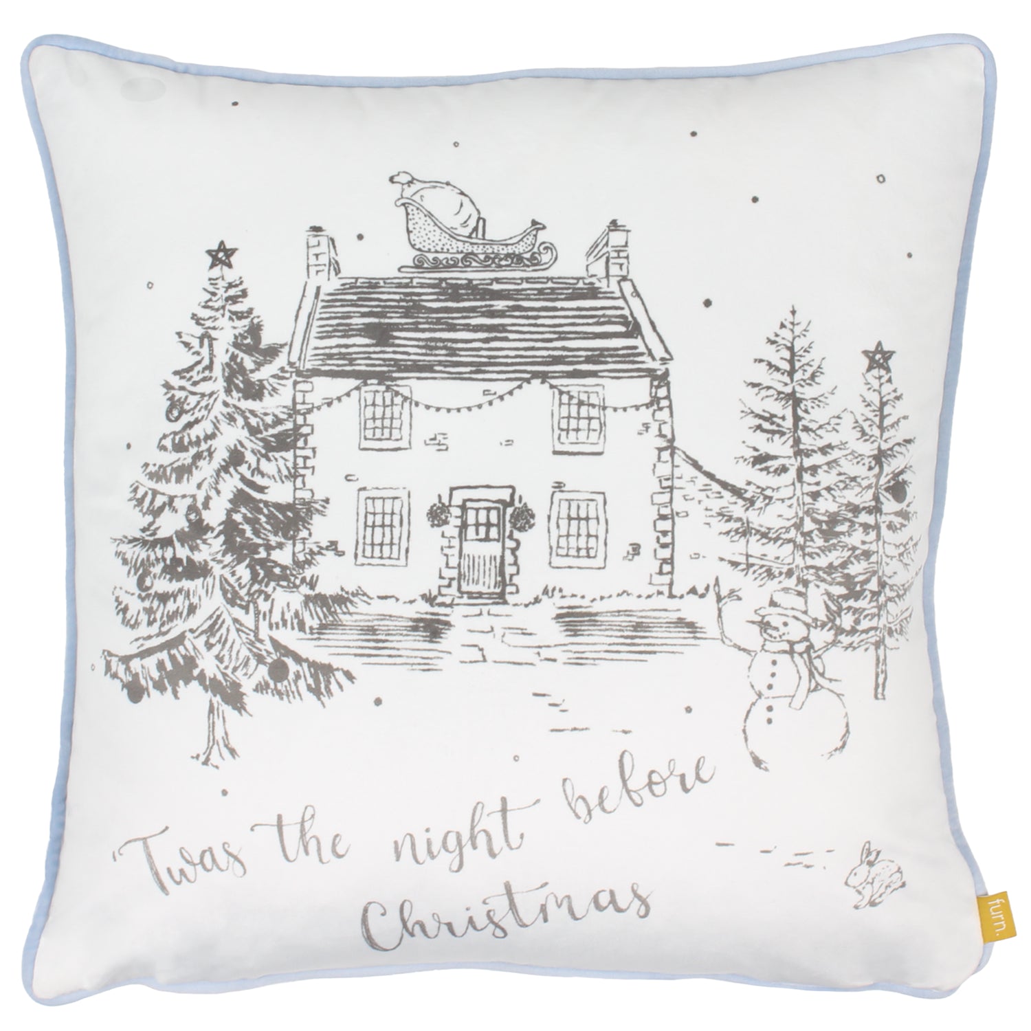 Midwinter Toile Printed Piped Velvet Filled Cushion 43cm x 43cm Snow