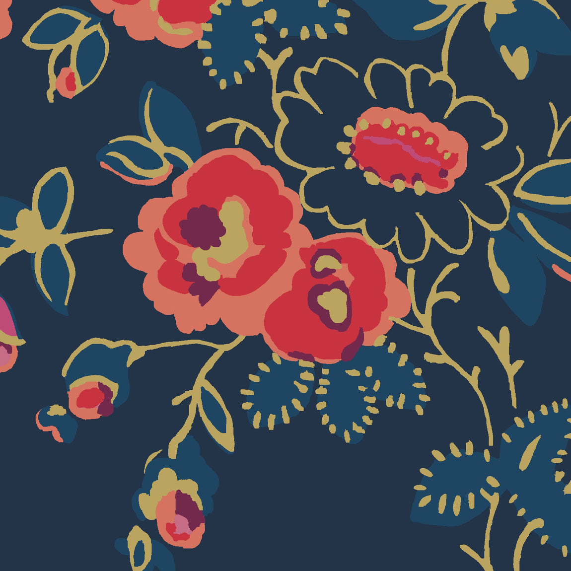 Cath Kidston Millfield Blossom Made to Measure Blackout Roller Blind Navy