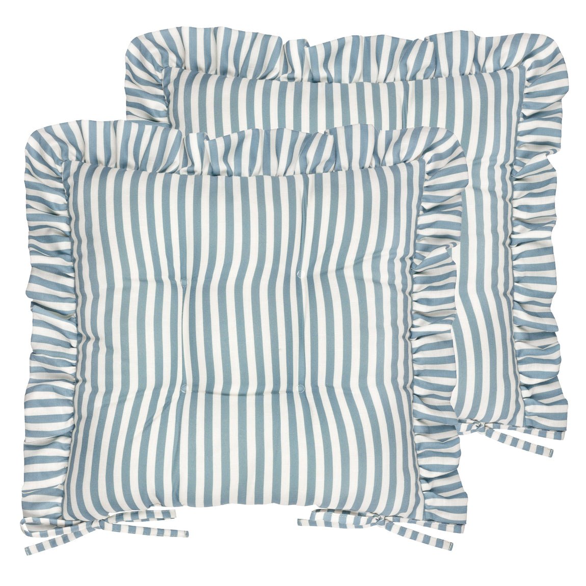 Wylder Millie Ruffle Set of 2 40cm x 40cm Outdoor Seat Pads Blue