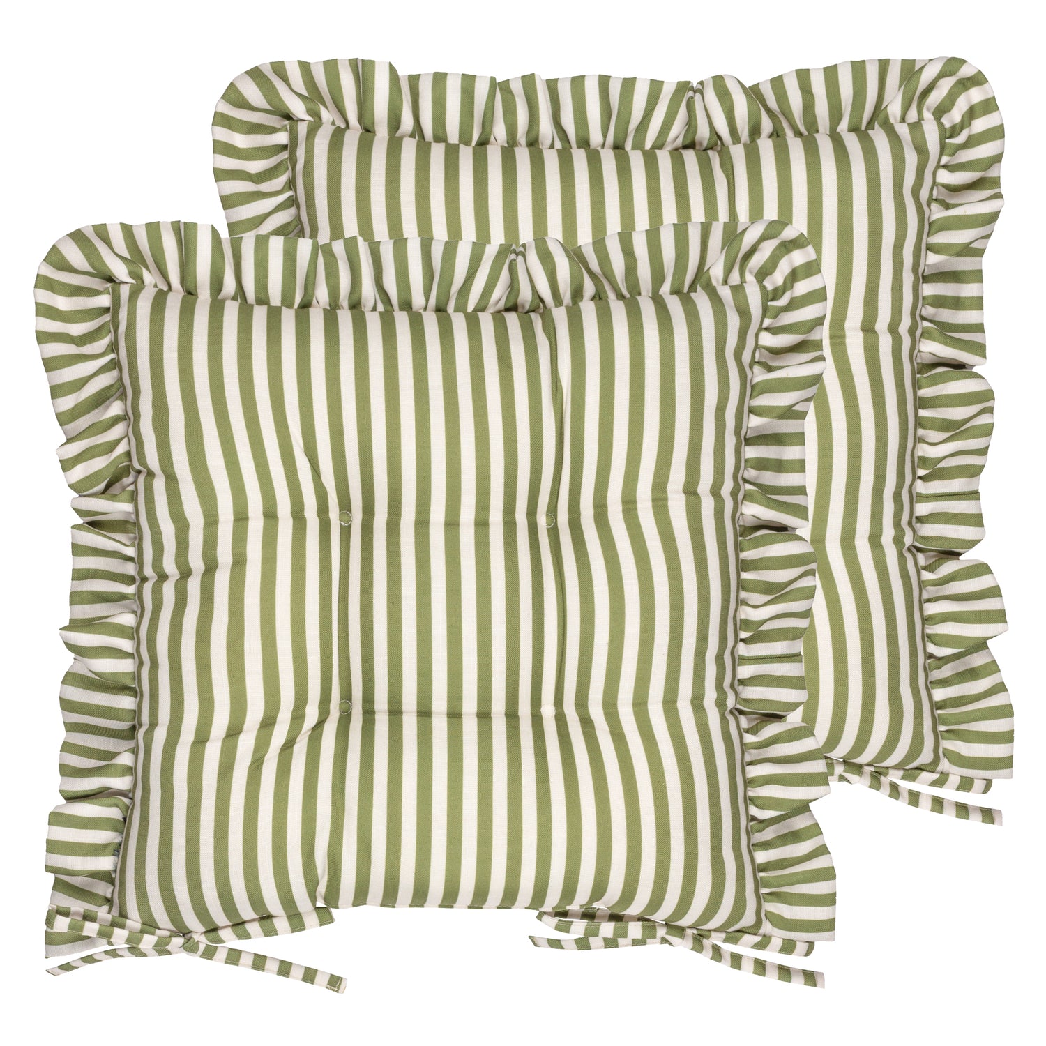 Wylder Millie Ruffle Set of 2 40cm x 40cm Outdoor Seat Pads Green