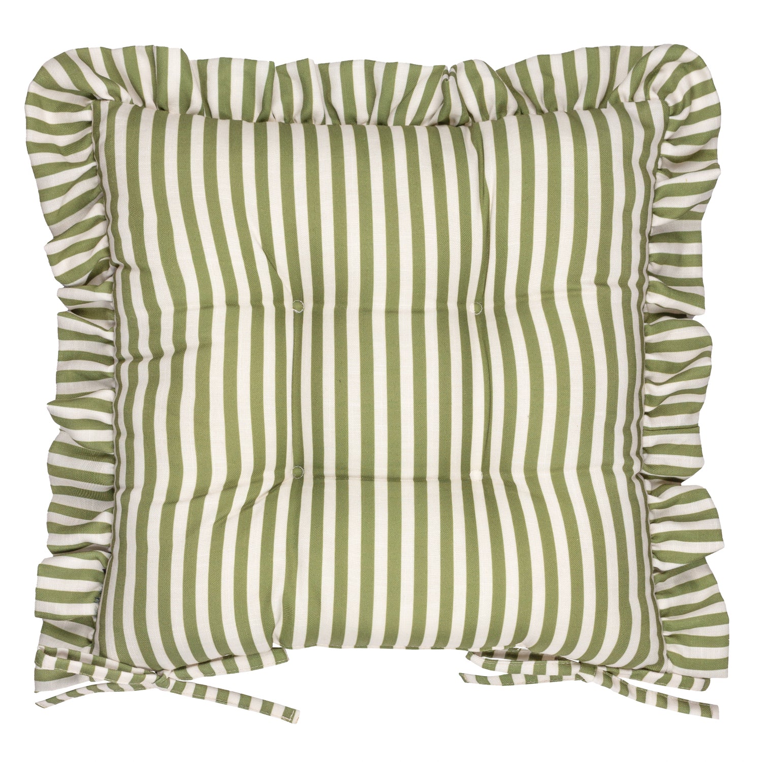 Wylder Millie Ruffle Set of 2 40cm x 40cm Outdoor Seat Pads Green