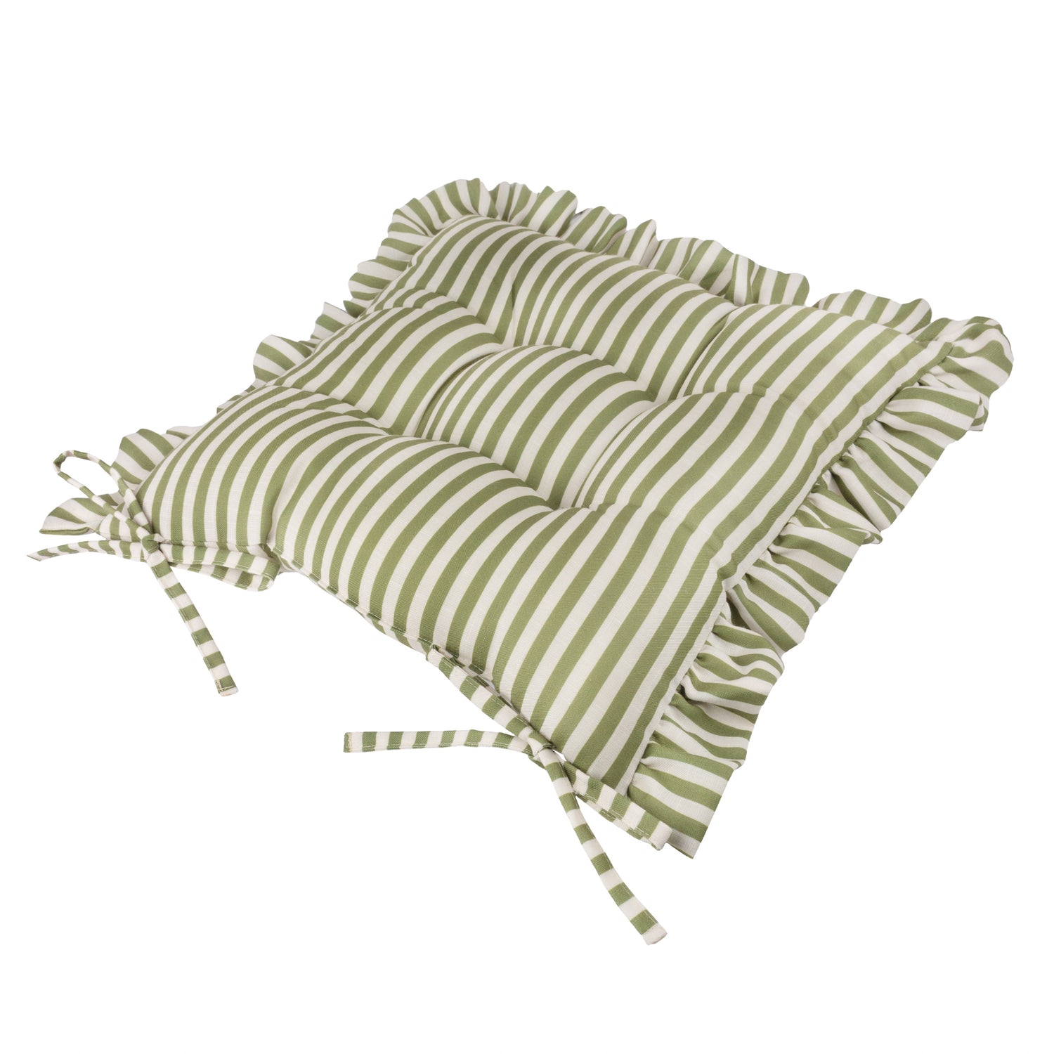 Wylder Millie Ruffle Set of 2 40cm x 40cm Outdoor Seat Pads Green