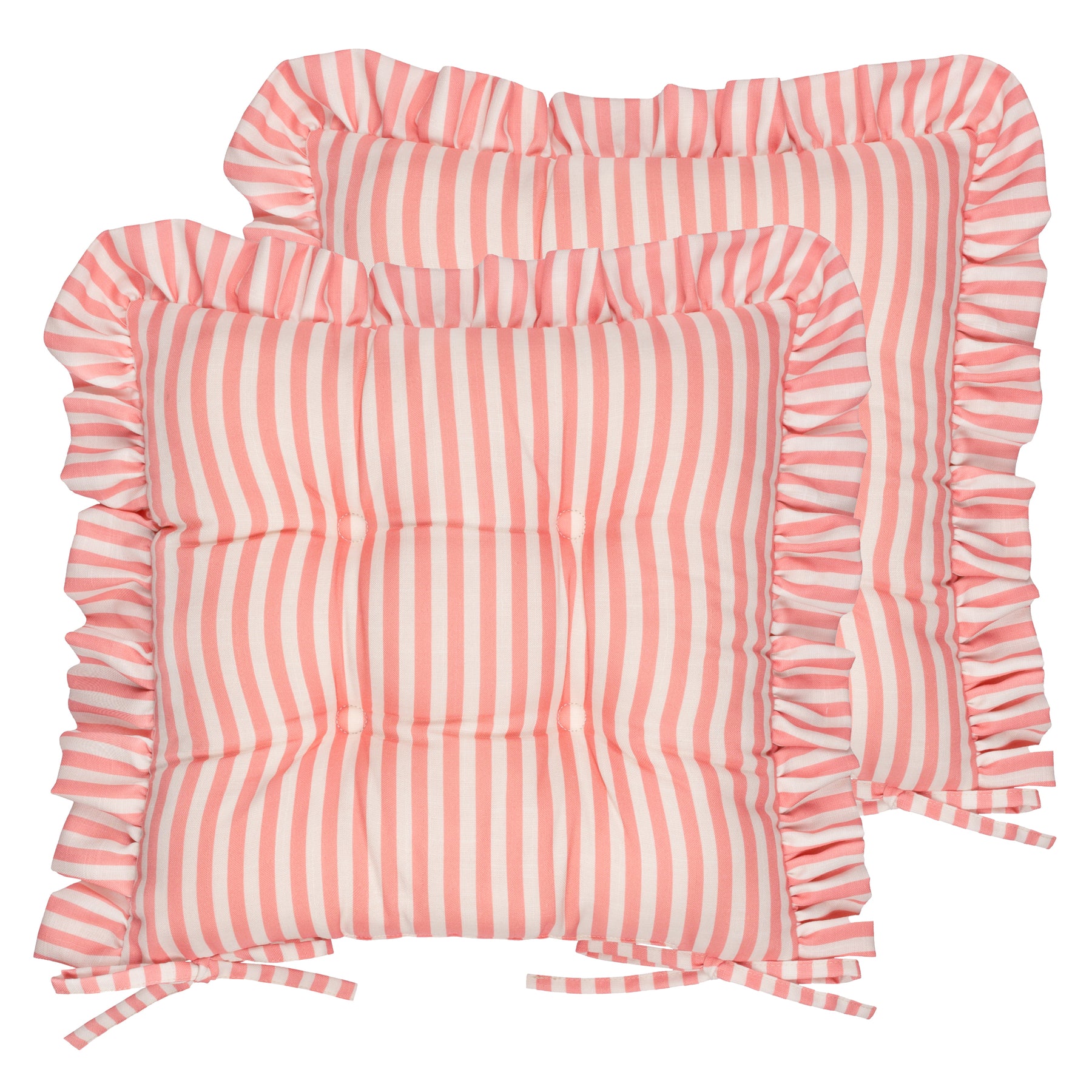 Wylder Millie Ruffle Set of 2 40cm x 40cm Outdoor Seat Pads Pink