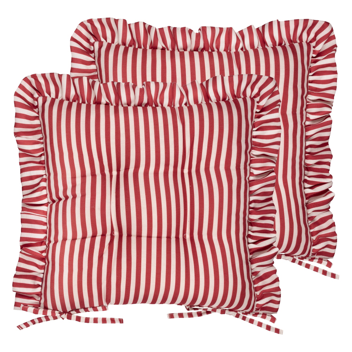 Wylder Millie Ruffle Set of 2 40cm x 40cm Outdoor Seat Pads Red