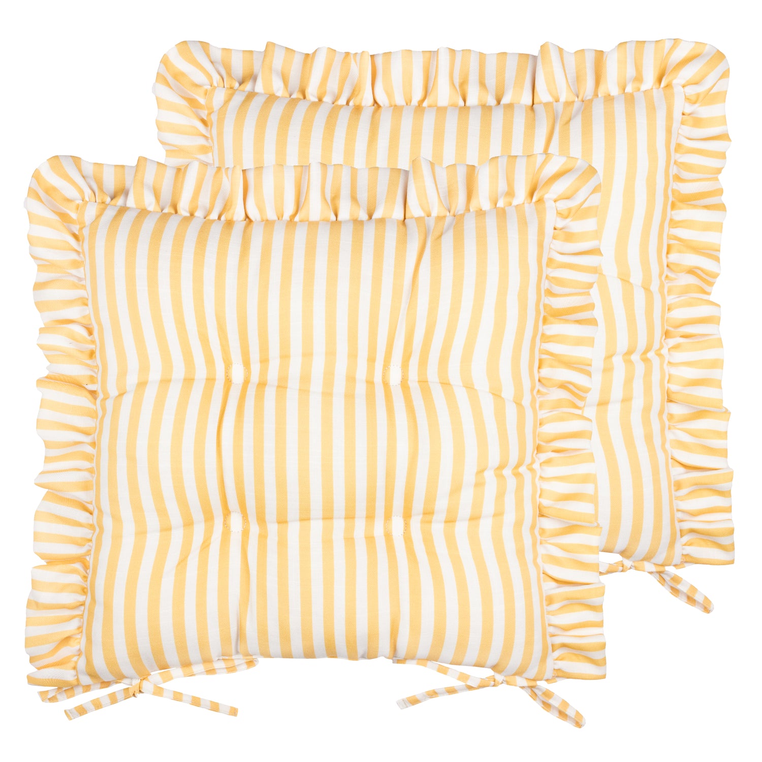 Wylder Millie Ruffle Set of 2 40cm x 40cm Outdoor Seat Pads Yellow