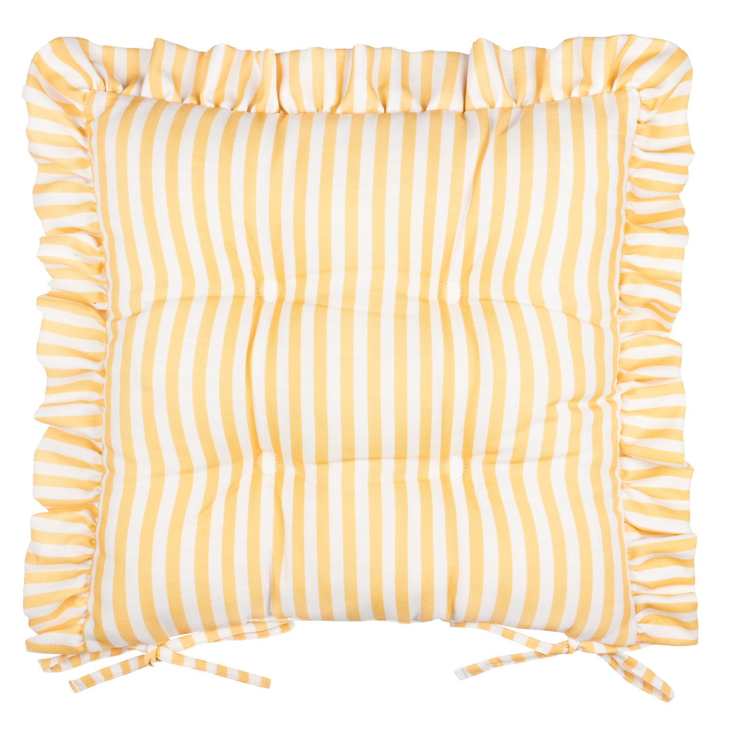 Wylder Millie Ruffle Set of 2 40cm x 40cm Outdoor Seat Pads Yellow