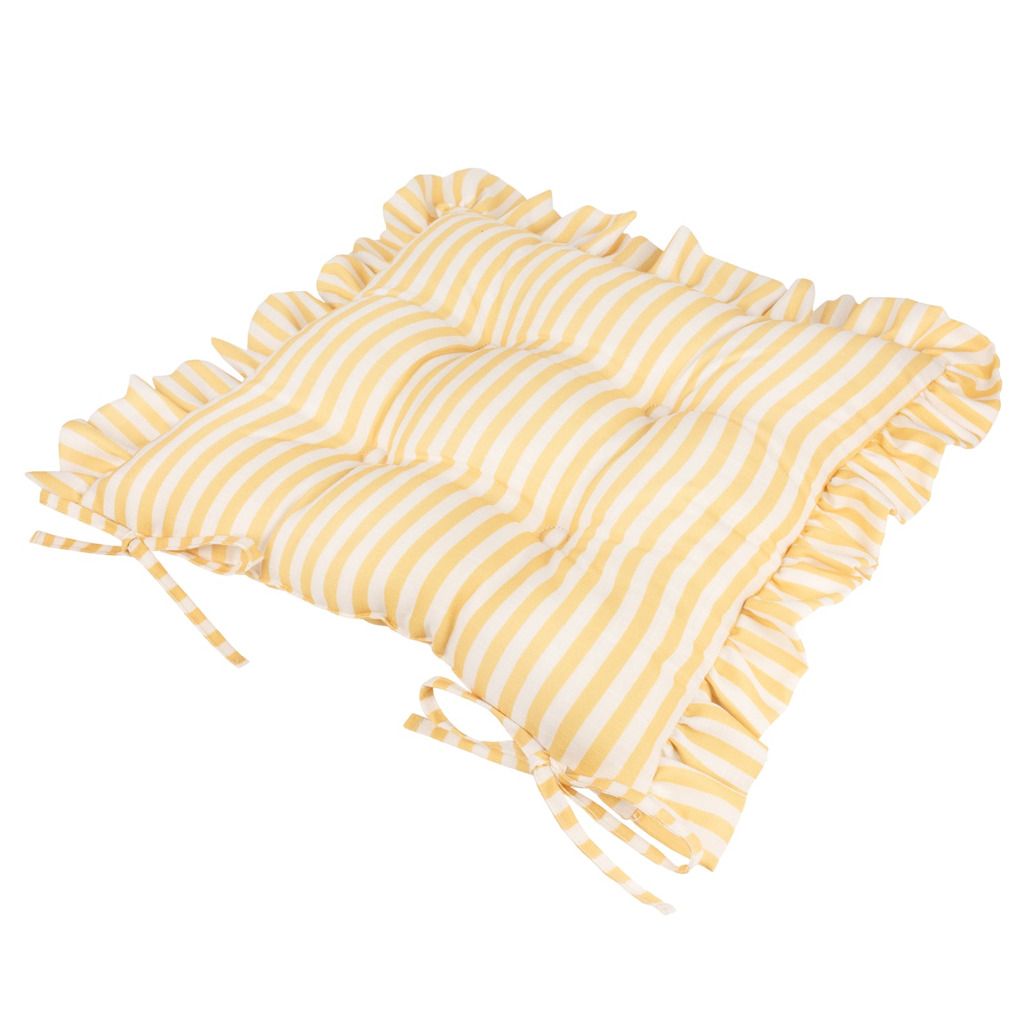 Wylder Millie Ruffle Set of 2 40cm x 40cm Outdoor Seat Pads Yellow