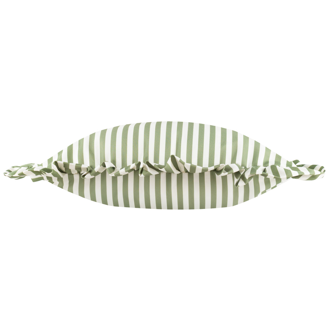 Wylder Nature Millie Ruffle Striped Outdoor Filled Cushion 50cm x 50cm Green