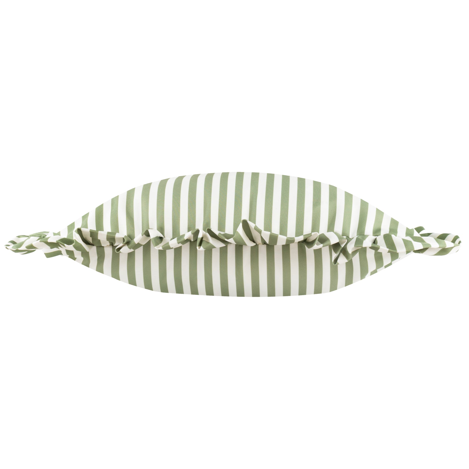 Wylder Nature Millie Ruffle Striped Outdoor Filled Cushion 50cm x 50cm Green
