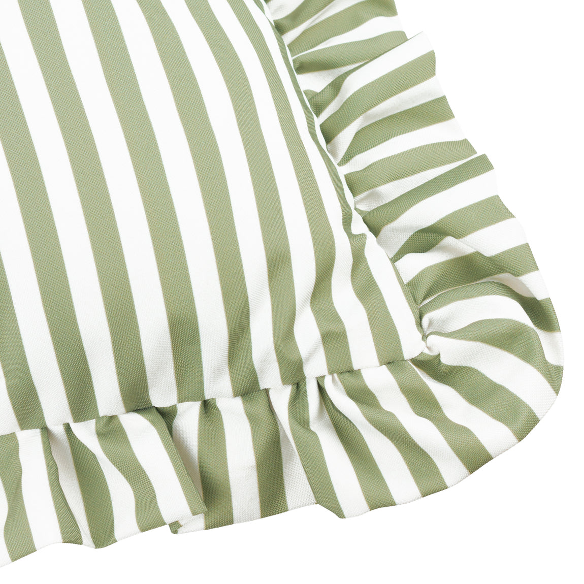 Wylder Nature Millie Ruffle Striped Outdoor Filled Cushion 50cm x 50cm Green