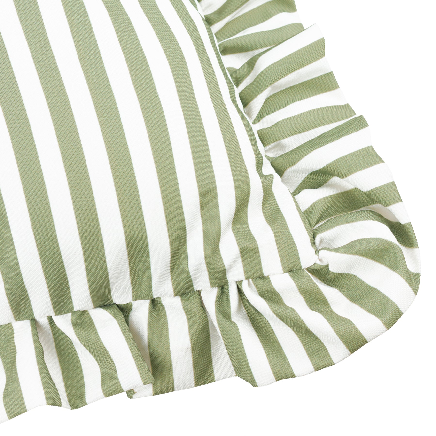 Wylder Nature Millie Ruffle Striped Outdoor Filled Cushion 50cm x 50cm Green