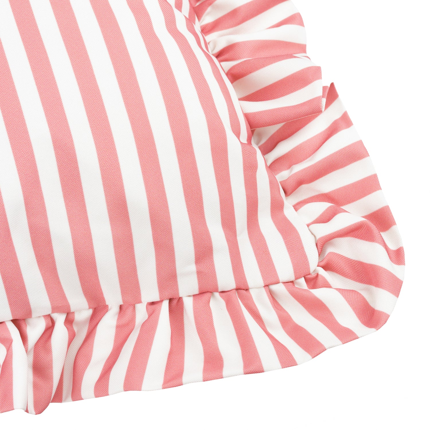Wylder Nature Millie Ruffle Striped Outdoor Filled Cushion 50cm x 50cm Pink