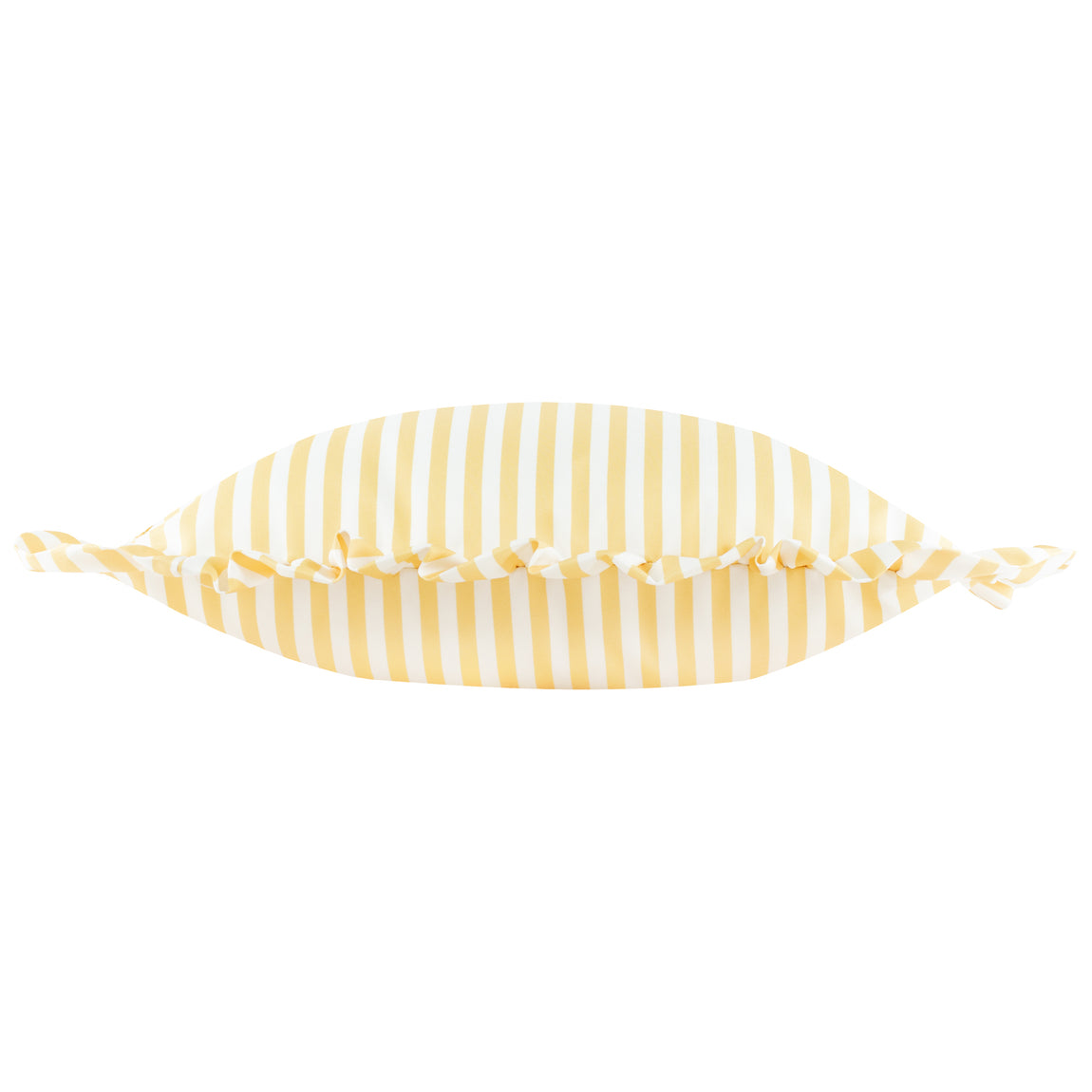 Wylder Nature Millie Ruffle Striped Outdoor Filled Cushion 50cm x 50cm Yellow